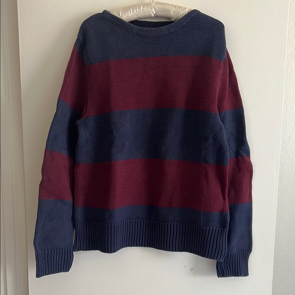 Ralph Lauren Rugby Striped Navy and Burgundy 100% cotton sweater